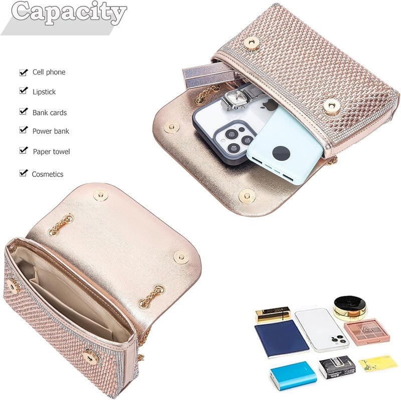 BBTT.ful Shoulder Bags Crossbody Bag Purses Handbags Crystals Rhinestone Evening Bag for Women Clutch Purse with Chain - Image 5